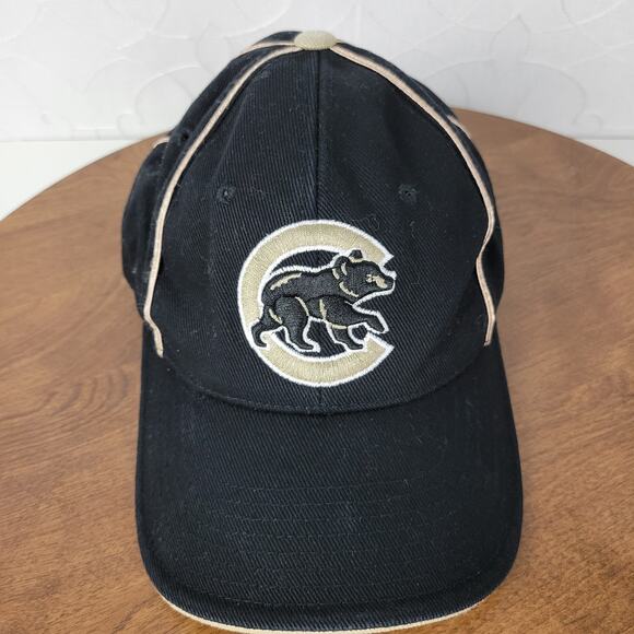 VINTAGE Chicago Cubs Mens Baseball Cap OS Black Bear Logo Embroidered Adjustable - Picture 1 of 15